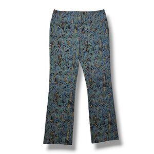 Soft Surroundings Ponte Knit Pants Womens Large Marbled Print Peacock Black